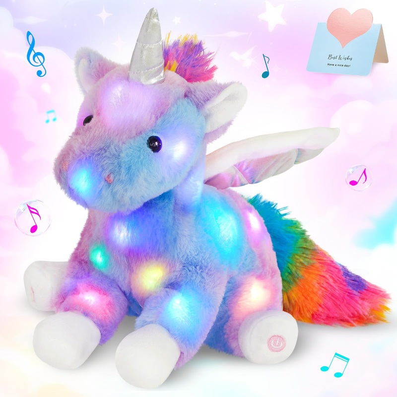 Cozyworld 16.5' Unicorn Light Up Musical Unicorn Stuffed Animal Glowing Singing Soft Plush Toys Decor Birthday Christmas Children'S Day Gifts For Toddlers Boys Girls Kids