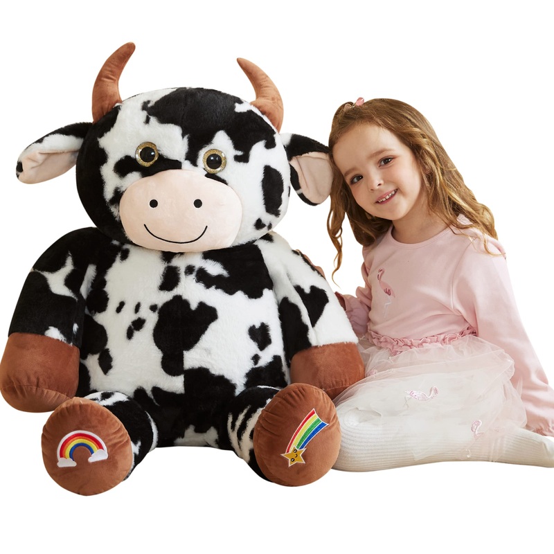 Earthsound Giant Cow Stuffed Animal Plush Toy,Large Cow Jumbo Cute Soft Toys,Big Size Huge Fluffy Plushy Oversized Fat Plushie,G