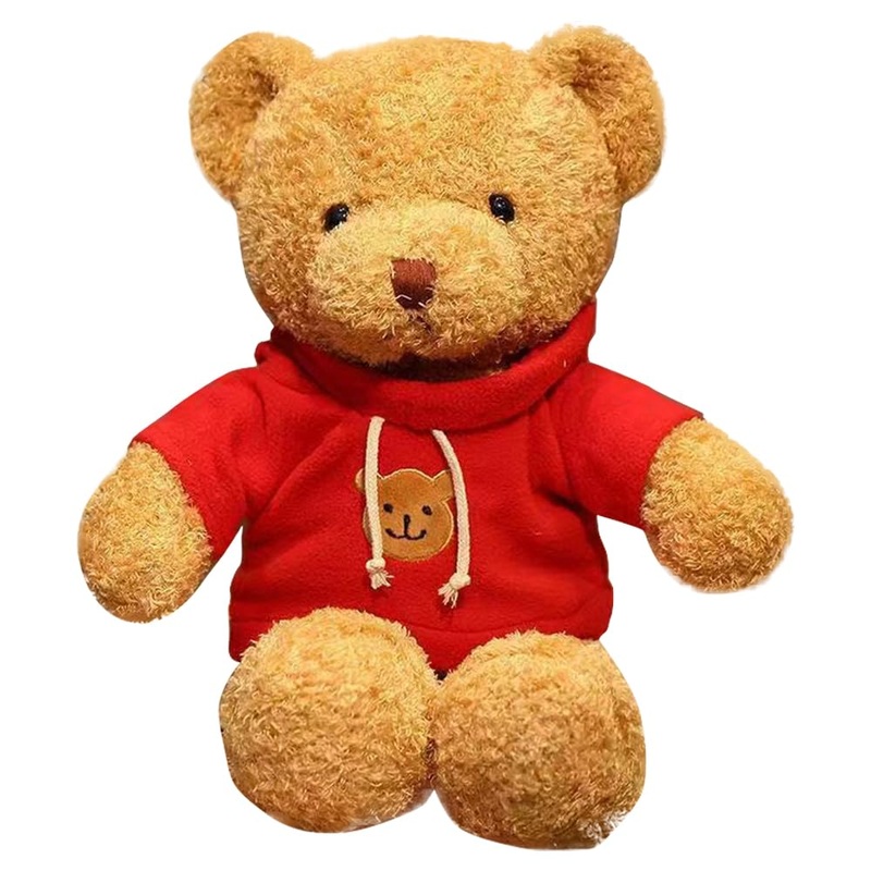 Galatee Cute Teddy Bear Plush Stuffed Animal, Teddy Bear With Coffee Hoodie, Gifts For Children(15.7' Red)
