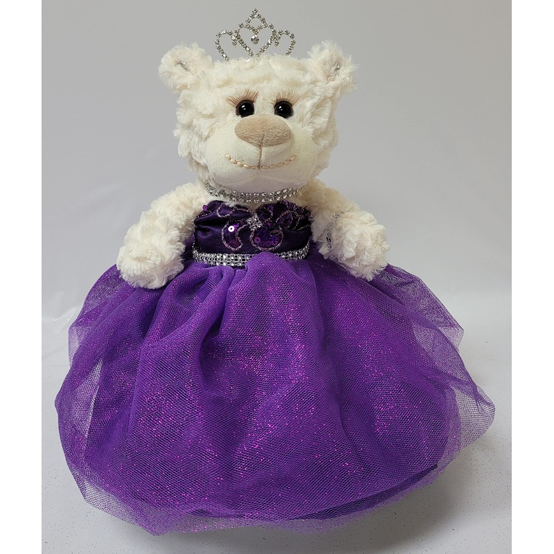 Kinnex Collections Since 1997 12' Quince Anos Quinceanera Last Doll Teddy Bear With Dress (Centerpiece) ~ Arc09831-13 (Purple)