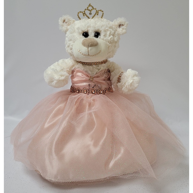 Kinnex Collections Since 1997 12' Quince Anos Quinceanera Last Doll Teddy Bear With Dress (Centerpiece) ~ Arc09831-30 (Rose Gold)