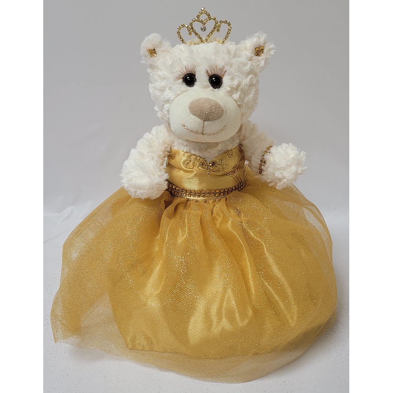 Kinnex Collections Since 1997 12' Quince Anos Quinceanera Last Doll Teddy Bear With Dress (Centerpiece) ~ Arc09831-6 (Gold)