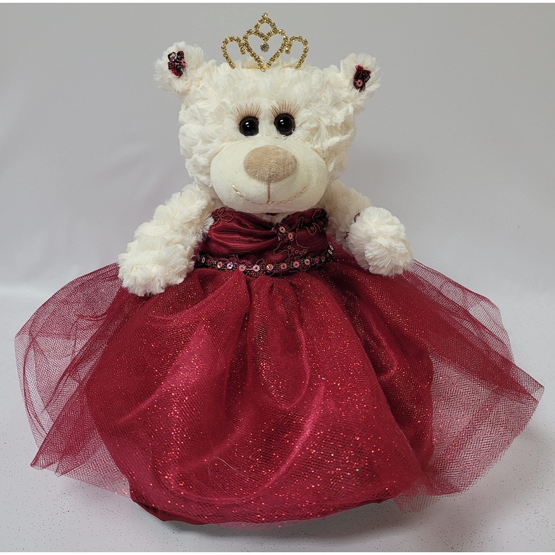 Kinnex Collections Since 1997 12' Quince Anos Quinceanera Last Doll Teddy Bear With Dress (Centerpiece) ~ Arc09831-7 (Burgundy)