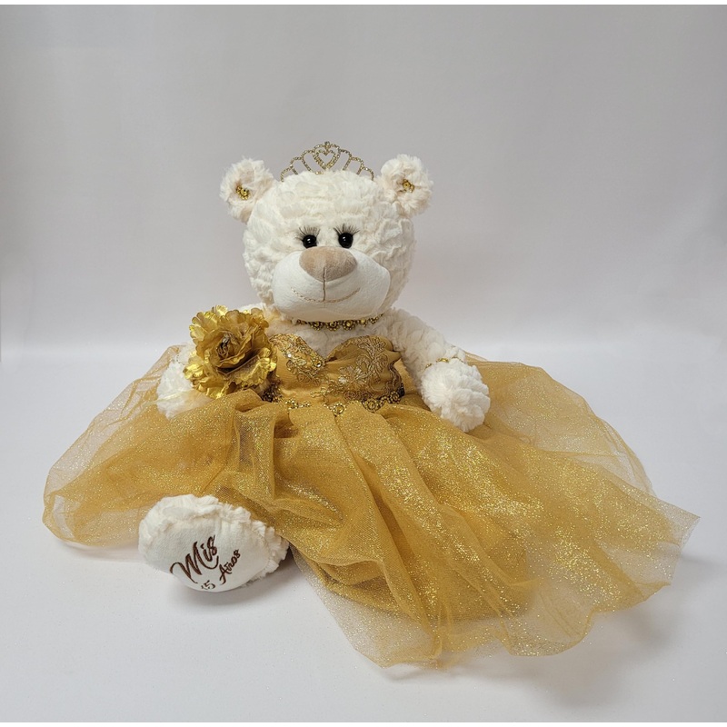 Kinnex Collections Since 1997 20' Quince Anos Quinceanera Last Doll Teddy Bear With Dress (Centerpiece) ~ Arc16831-6 (Gold)