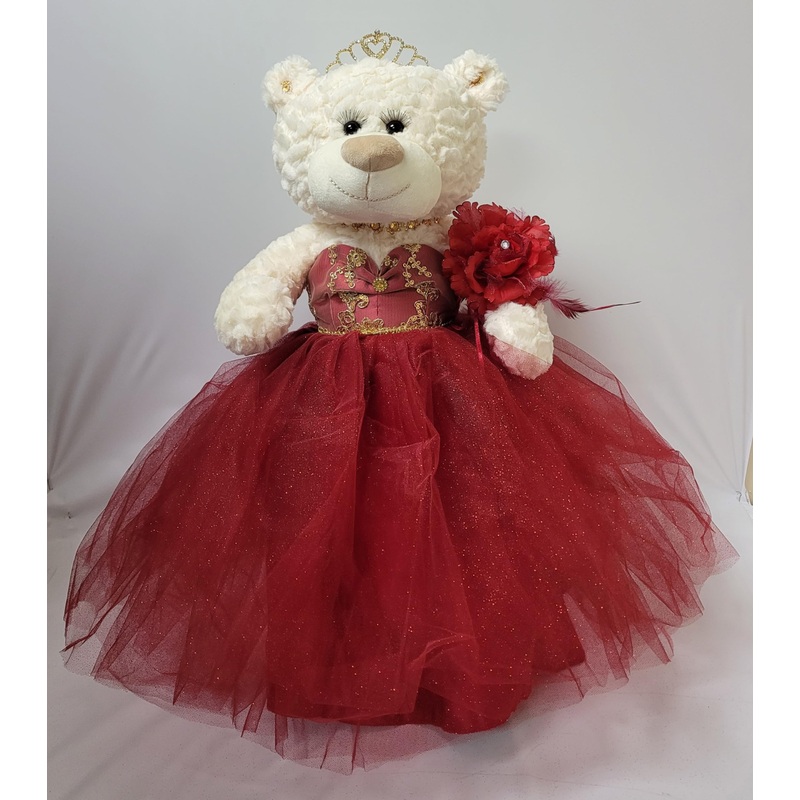 Kinnex Collections Since 1997 20' Quince Anos Quinceanera Last Doll Teddy Bear With Dress (Centerpiece) ~ Arc16831-7 (Burgundy)