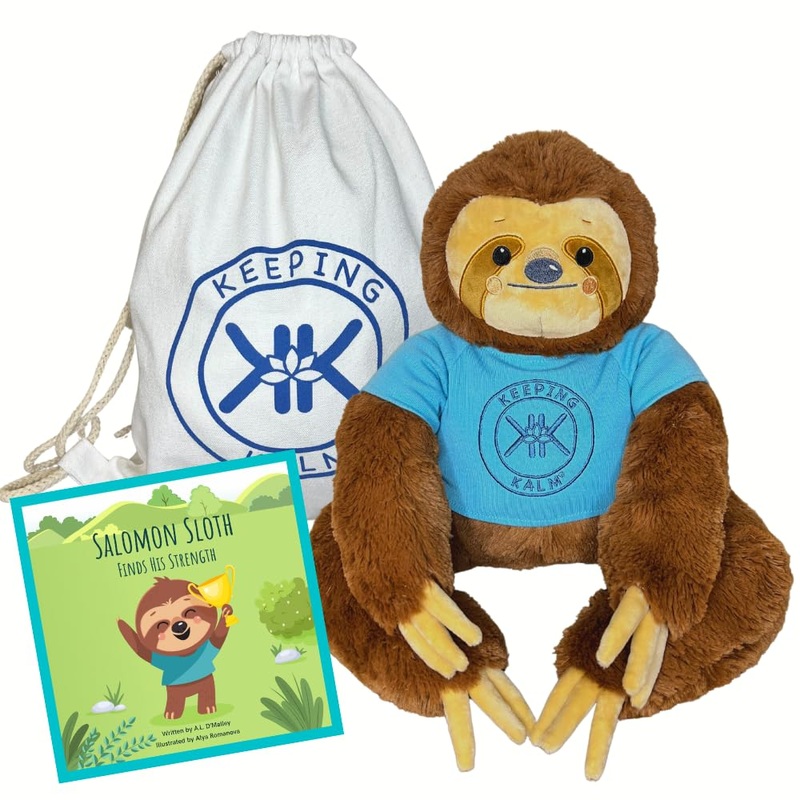 Salomon Sloth, Weighted Stuffed Animals, Sloth Stuffed Animal, Machine Washable, Unscented Removable Microwavable Heating Pad, Large Plush Sloth