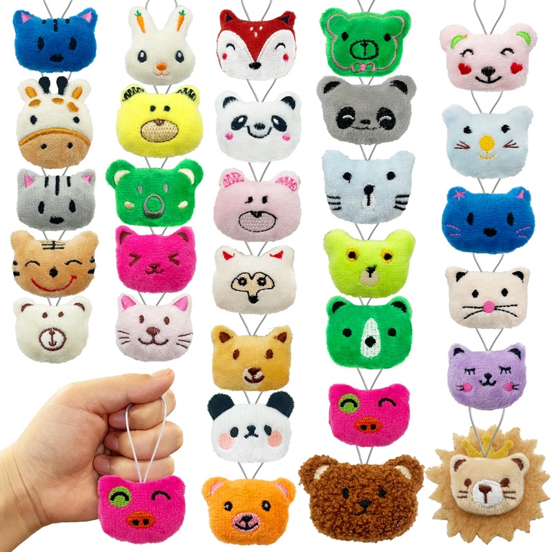 Xipegpa 30 Pcs Mini Animal Plush Toys Set Cute Small Animal Stuffed Toy Keychain For Party Favors Keychain Ornament For Goody Bag Easter Egg Stuffers Carnival Birthday Party Classroom Prizes