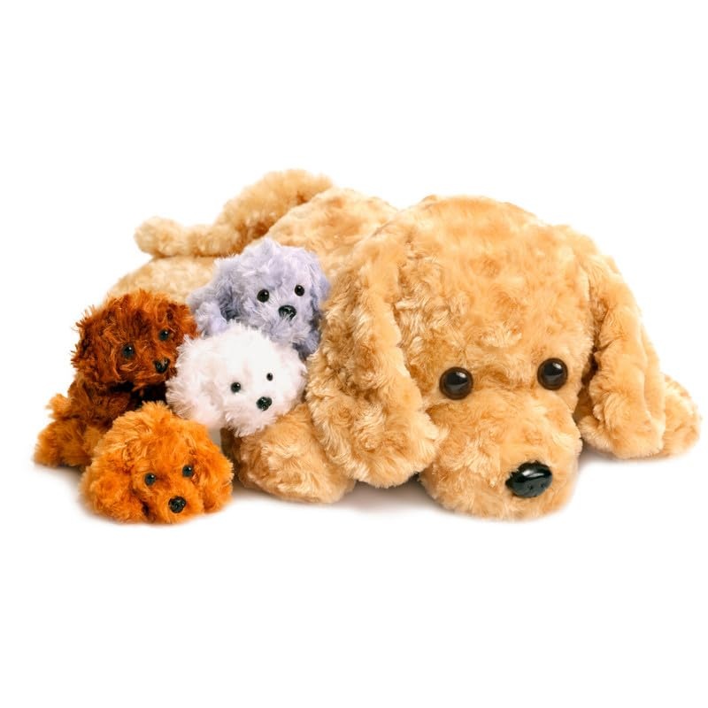 5 Pieces Dog Stuffed Animals For Girls,1 Mommy Dog With 4 Babies,Puppy Stuffed Animals Gifts For Girls 3 4 5 6 7 8 9 Years,Soft