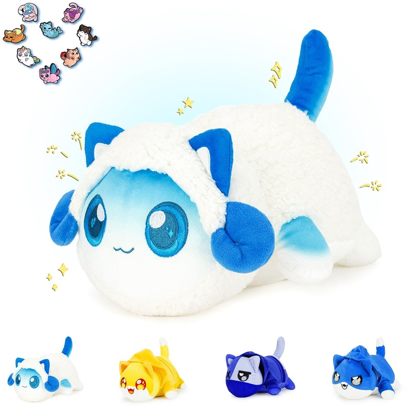 9-Pcs ? 11-Inches Sheep Pierce Cat Plush + 8-Pcs Shoe Charms - Clothing Cat Collection - 100% Embroidered Plushie - Cat Stuffed
