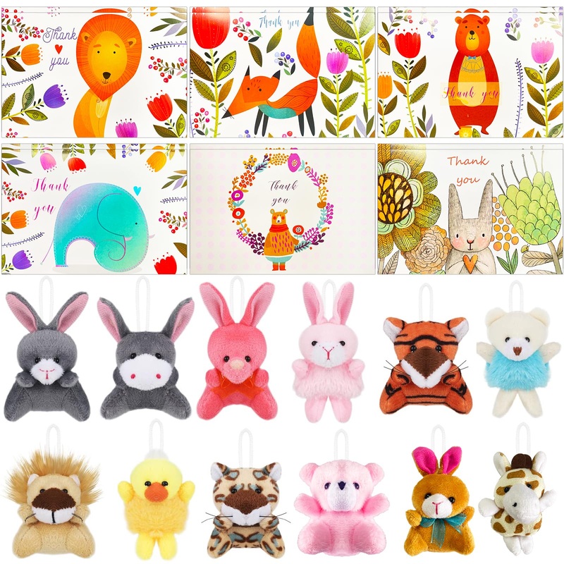 Asekonc 12 Pack Easter Mini Animal Plush Toy Small Plush Stuffed Animals For Birthday,Theme Party,Easter Basket Stuffers Fillers