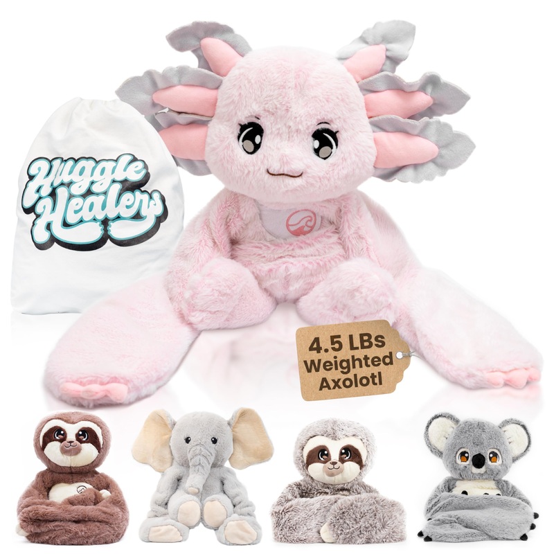 Axolotl Weighted Stuffed Animal 4.5 Lbs - 40'' Long Arms For Soothing Hugs And Comfort Weighted Stuffed Animals For Adults & Kid