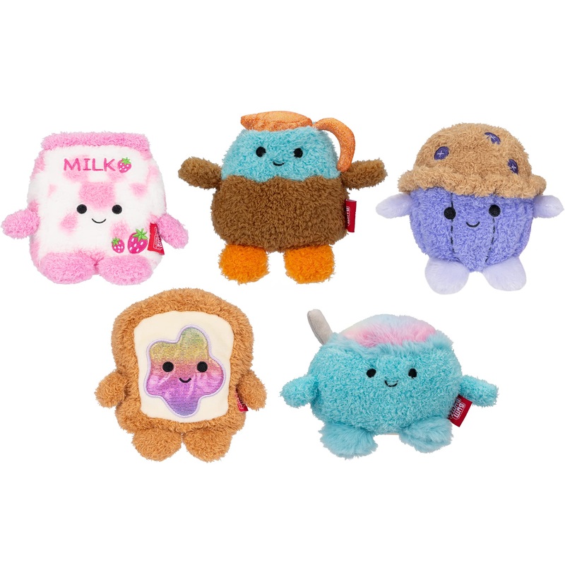 Bumbumz 4.5-Inch Breakfastbumz Plush 5-Pack - Blueberry Muffin Melissa, Coffee Colton, Toast With Rainbow Jam Timothy, Cereal Cy