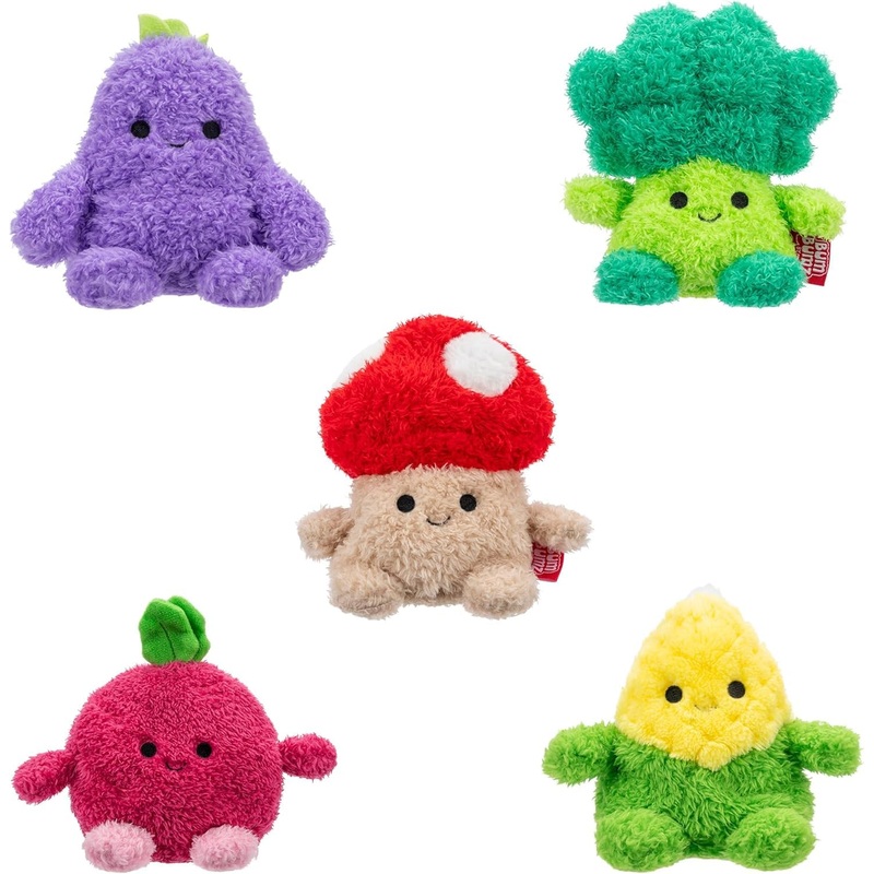 Bumbumz 4.5-Inch Rootbumz Plush 5-Pack - Stan Mushroom, Ronnie Radish, Bobby Broccoli, Colby Corn, And Erinn Eggplant Collectibl