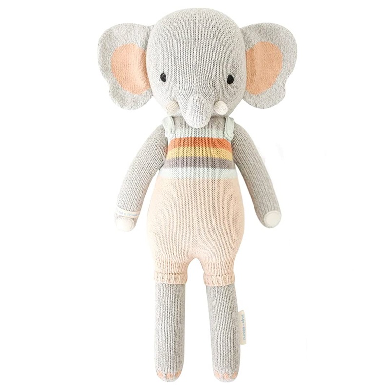 Cuddle + Kind Evan The Elephant Regular 20'' Hand-Knit Doll - 1 Doll = 10 Meals, Fair Trade, Heirloom Quality, Handcrafted In Pe