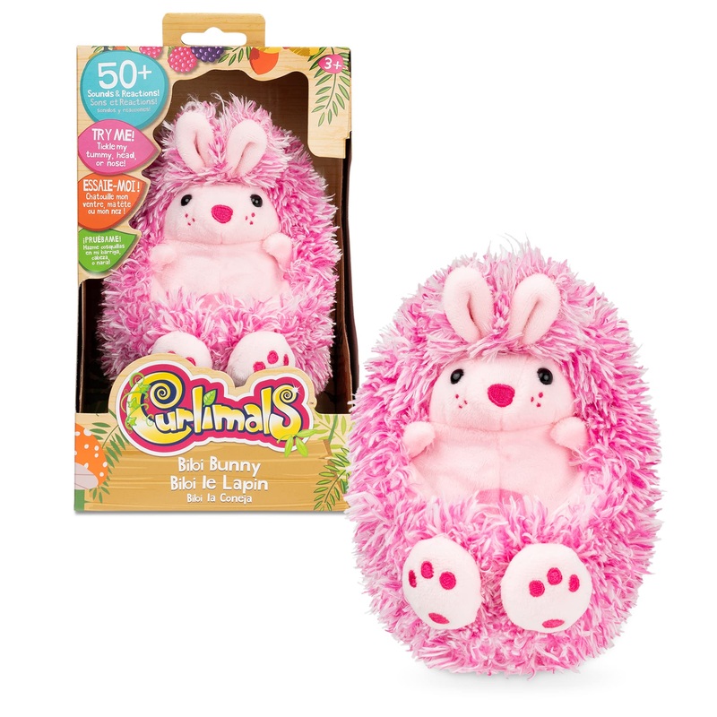 Curlimals Bibi The Bunny - Interactive, Animated, Talking, Giggling Toy Pet, Over 50 Sounds, 5'' Plush - New 2023 - Best Birthda