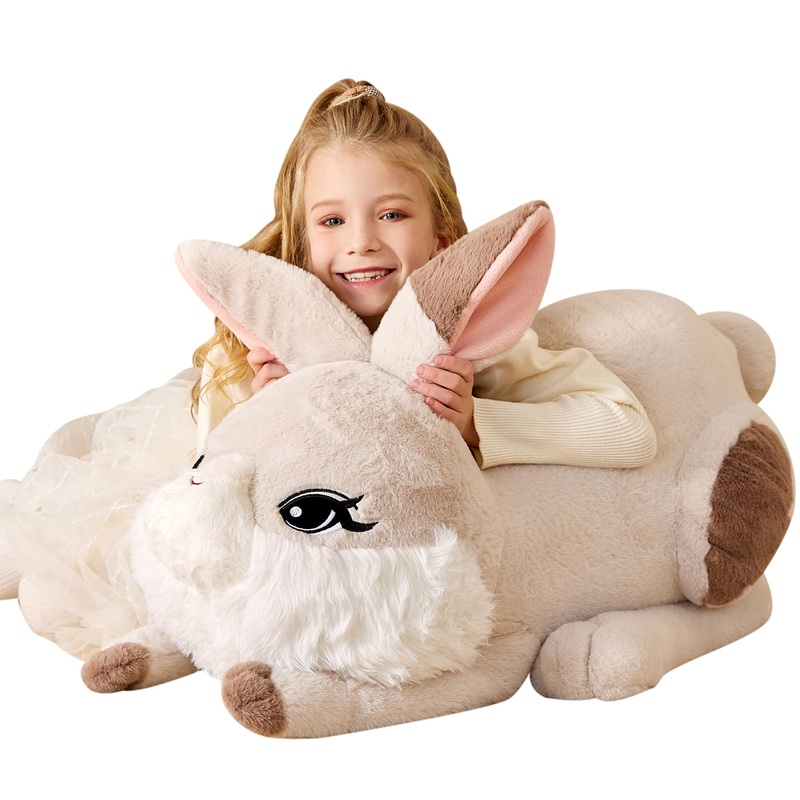 Earthsound Giant Bunny Stuffed Animal Plush Toy,Large Realistic Rabbit Jumbo Big Size Soft Toys,Cute Huge Plushy Fluffy Fat Plus