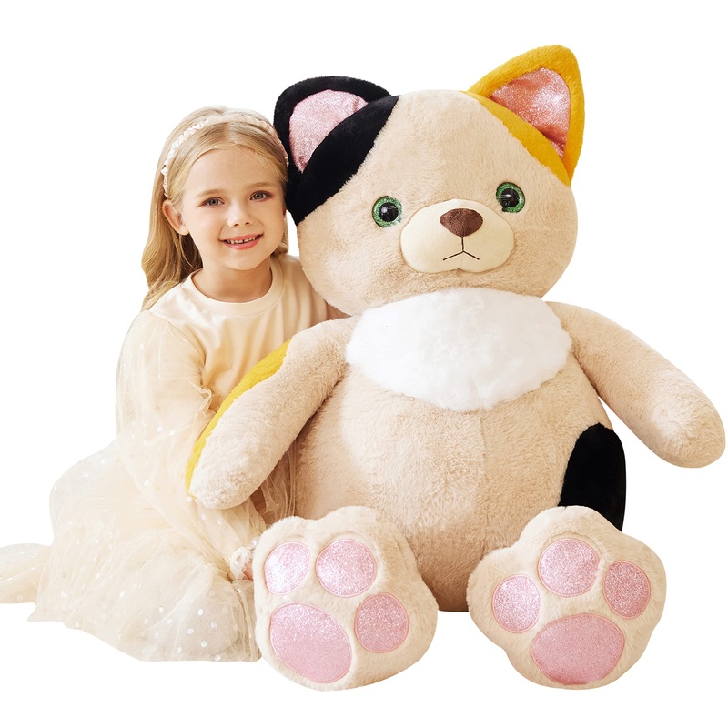 Earthsound Giant Cat Stuffed Animal Plush Toy,30'' Large Kitten Jumbo Cute Soft Toys,Big Size Huge Fluffy Plushy Oversized Fat P