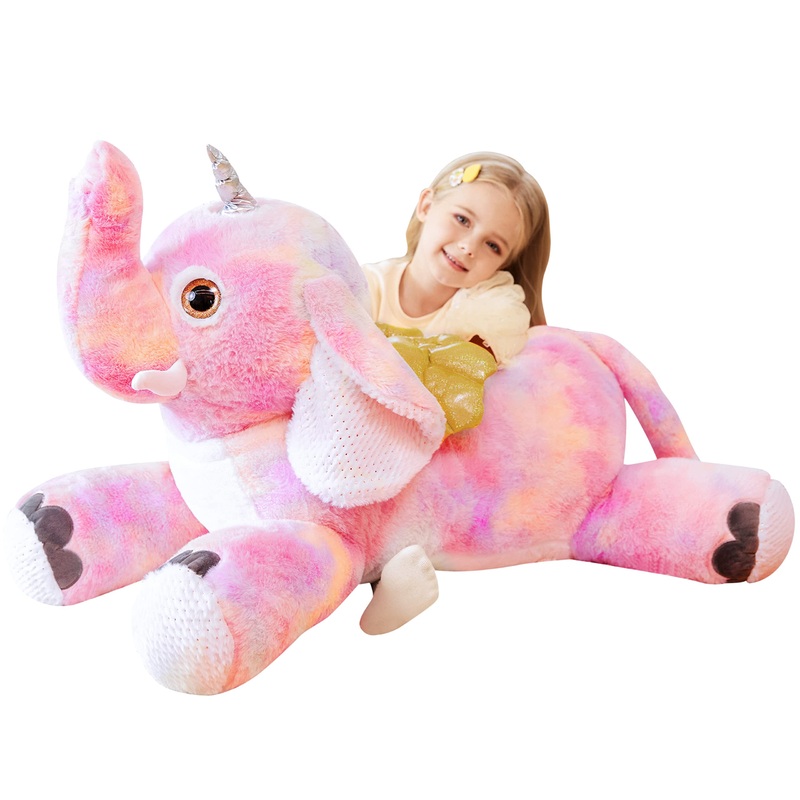 Earthsound Giant Elephant Unicorn Stuffed Animal Plush Toy,Large Jumbo 30'' Big Size Soft Toys,Cute Huge Fluffy Plushy Fat Plush