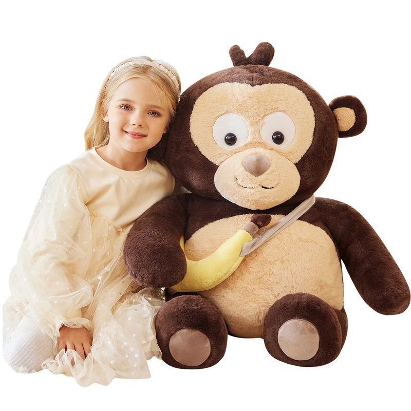 Earthsound Giant Monkey Stuffed Animal Plush Toy,Large Jumbo 30'' Cute Soft Toys,Big Size Huge Fluffy Plushy Oversized Fat Plush
