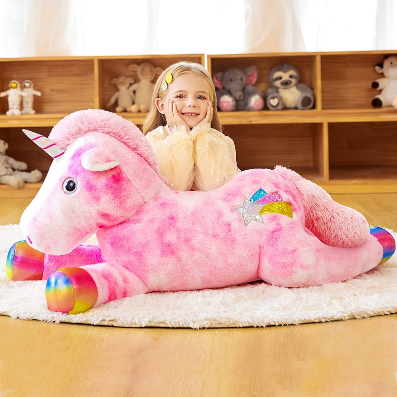 Earthsound Giant Unicorn Stuffed Animal Plush Toy,43'' Large Jumbo Cute Soft Toys,Big Size Huge Fluffy Plushy Oversized Fat Plus