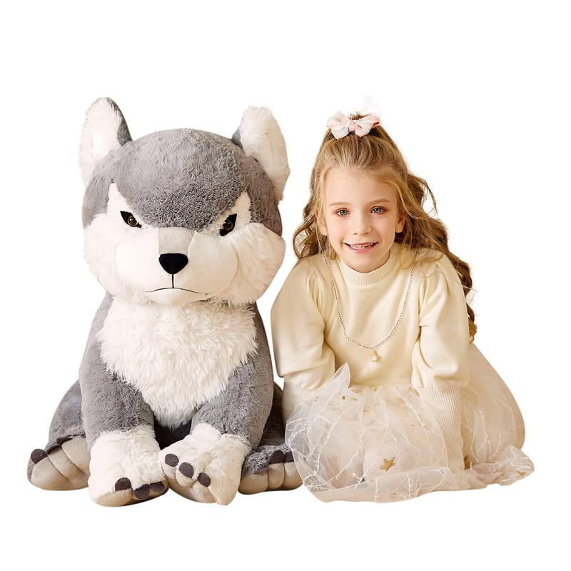 Earthsound Giant Wolf Stuffed Animal Plush Toy,23'' Large Jumbo Cute Soft Toys,Big Size Huge Fluffy Plushy Oversized Fat Plushie