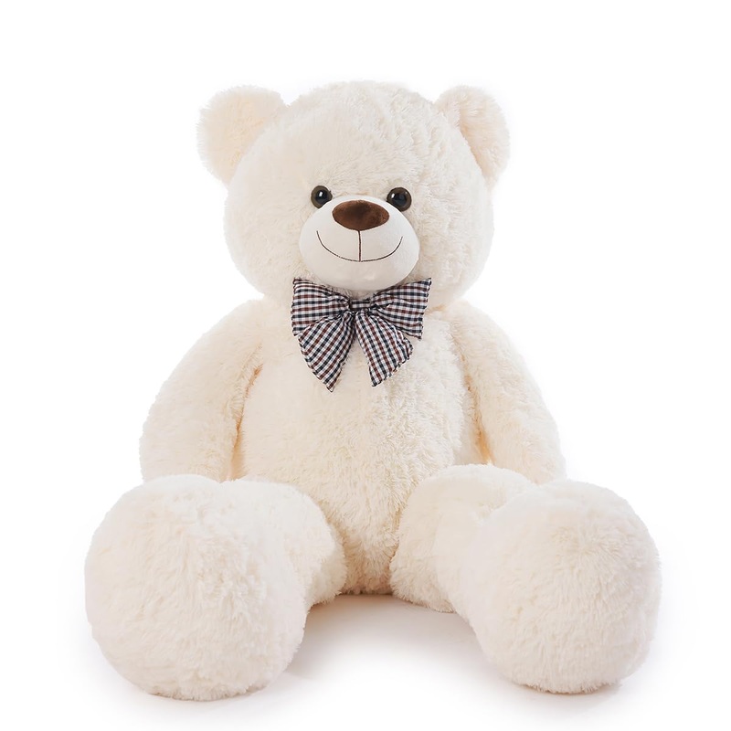 Poutmac 47 Inch Giant Teddy Bear Stuffed Animal White Big Plush Teddy Bear Valentine'S Gift For Girlfriend Soft Stuffed Bear Ani