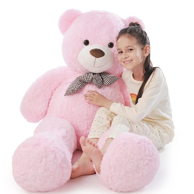 Poutmac Big Teddy Bear 4Ft Giant Pink Soft Stuffed Animals Cute Plush Toy For Girlfriend Women Kids For Valentine'S Christmas Bi