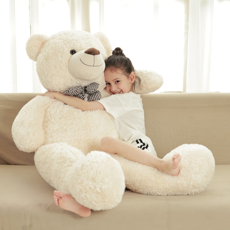 Poutmac Big Teddy Bear 55'' White Giant Soft Stuffed Animals Cute Plush Toy For Girlfriend Women Kids For Valentine'S Christmas