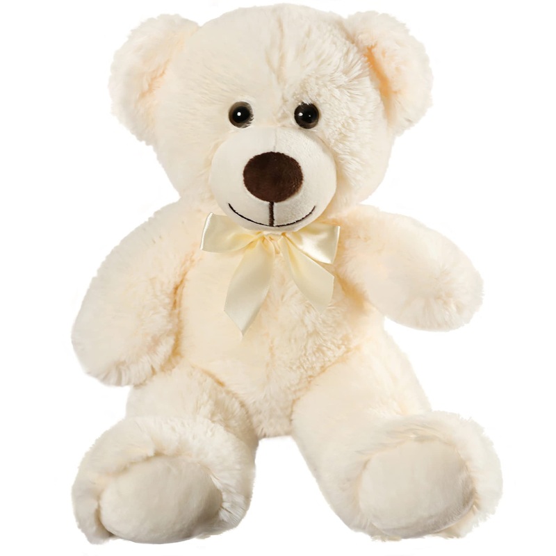 Shafish Plush Teddy Bear Cute Stuffed Animal Bear With Bow Plush Toys 13.8 Inches (Cream)