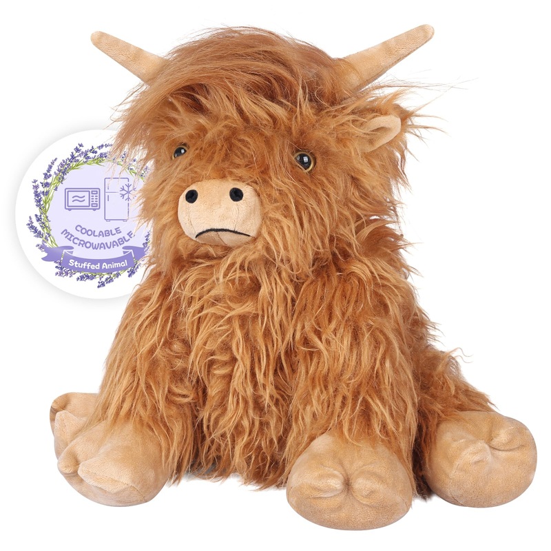 Suzzipals Highland Cow Stuffed Animals, Microwavable Stuffed Animals Heating Pad For Cramps & Pain, Lavender Scented Highland Co