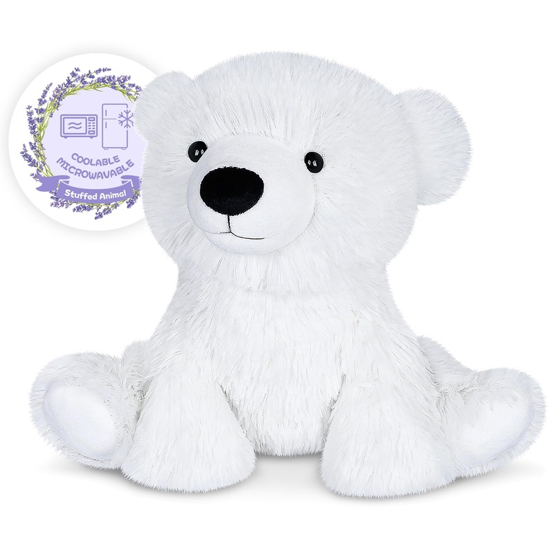 Suzzipals Warming Polar Bear Stuffed Animal, Microwavable Stuffed Animal Heating Pads For Cramps & Pain Relief, Stuffed Bear Pol