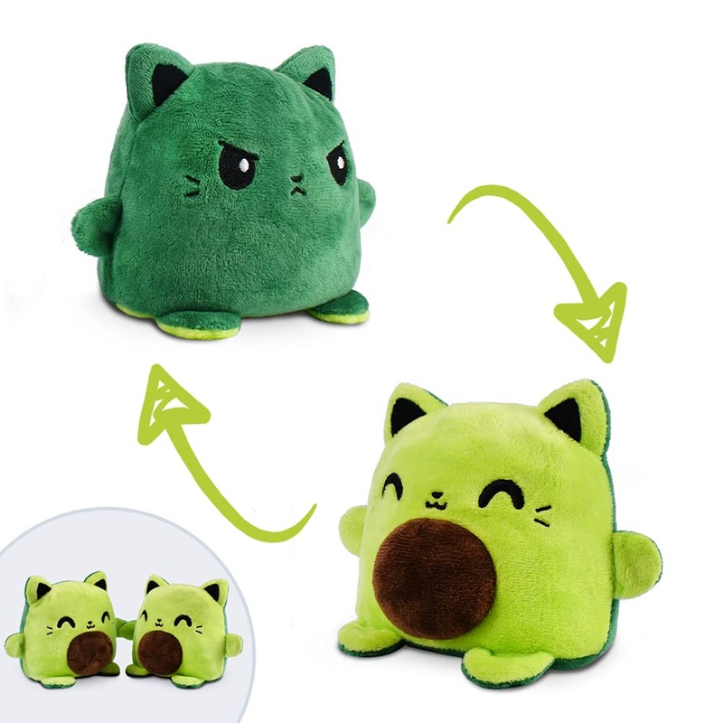 Teeturtle - Plushmates - Magnetic Reversible Plushies That Hold Hands When Happy - Avocado Cat - Huggable And Soft Sensory Fidge