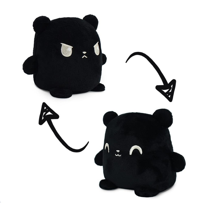 Teeturtle - Plushmates - Magnetic Reversible Plushies That Hold Hands When Happy - Black Bear - Huggable And Soft Sensory Fidget
