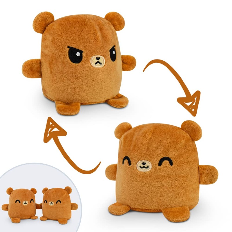 Teeturtle - Plushmates - Magnetic Reversible Plushies That Hold Hands When Happy - Brown Bear - Huggable And Soft Sensory Fidget