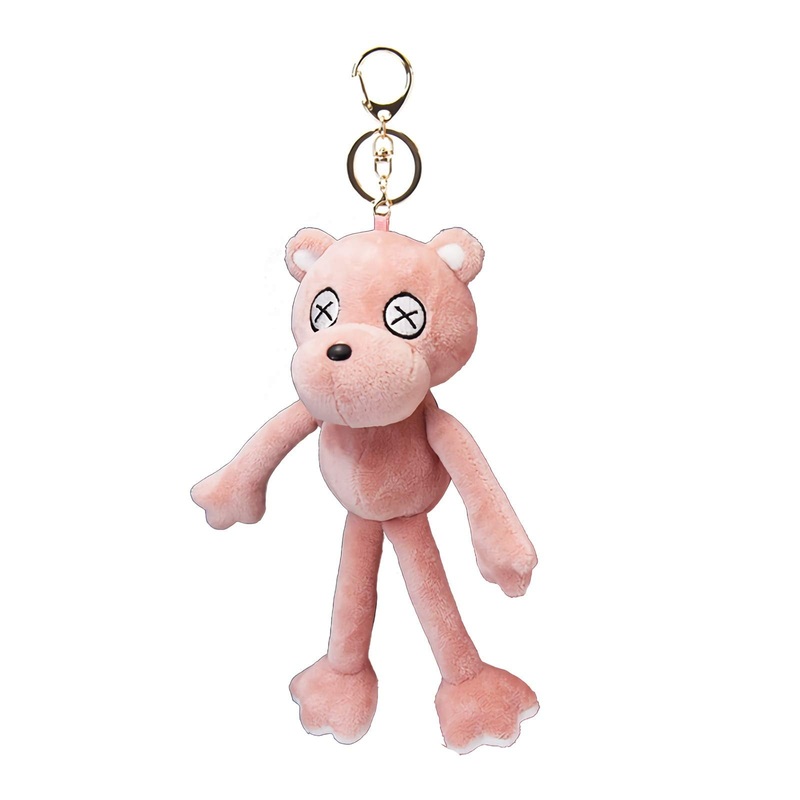 Vickypop Animal Plush Keychain Cute Stuffed Toy And Interesting Backpack Doll Pendant For Women Men(Pea Bear-Pink)