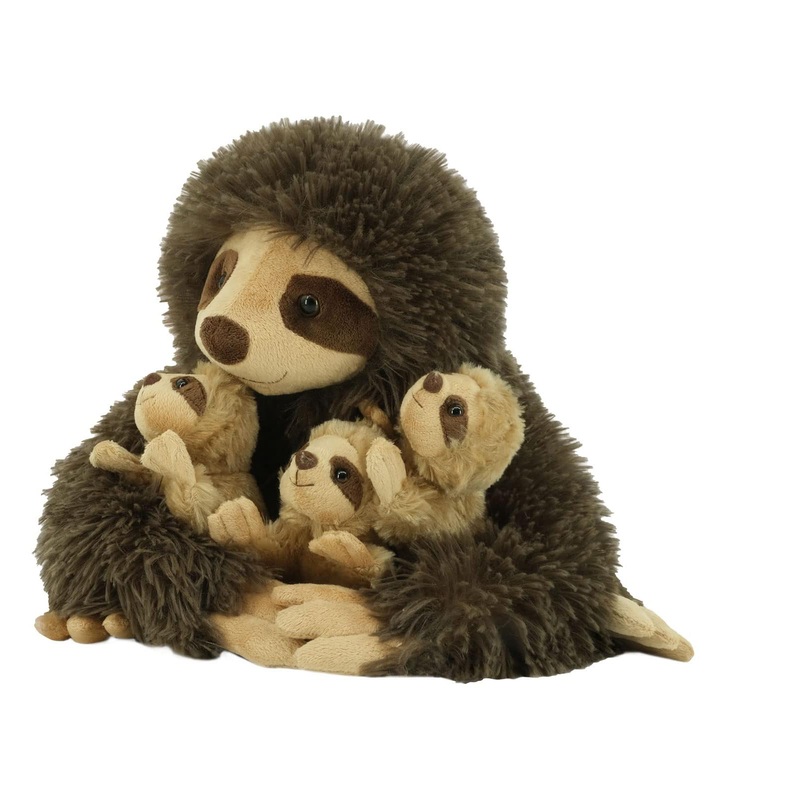 Yohaki Sloth Plush Animal, 11.02'' Cute Stuffed Sloth With 3 Baby Sloths, Easter Stuffed Sloth Animal, Washable Plush Toys, Cute