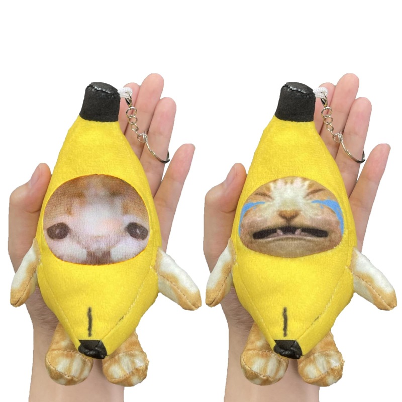 Babylounger Upgraded Banana Cat, 2 Pack Banana Cat Plush 7 Inch, Crying Banana Cat Plush, Funny Banana Cat Keychain With 4 Sound