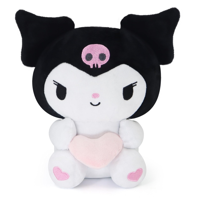 Coaqac Kawaii Plush Toy With Love Piloow, Soft Cartoon Plush, Theme Party Favor, Birthday Gift For Girls Boys (Black A)