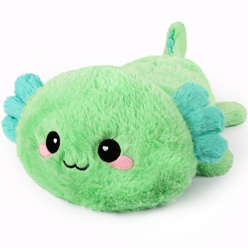 Cuckool Mint Axolotl Stuffed Animals, Microwavable Stuffed Animals Heating Pad For Cramps, Pain Stress Relief, Heatable & Coolab