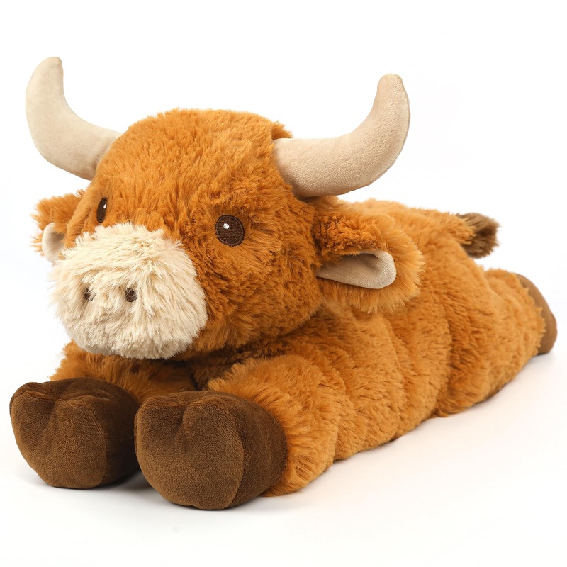 Cuckool Warmable Bull Cow Stuffed Animals, Microwavable Stuffed Animals Heating Pad For Cramps, Pain Stress Relief, Heatable Coo