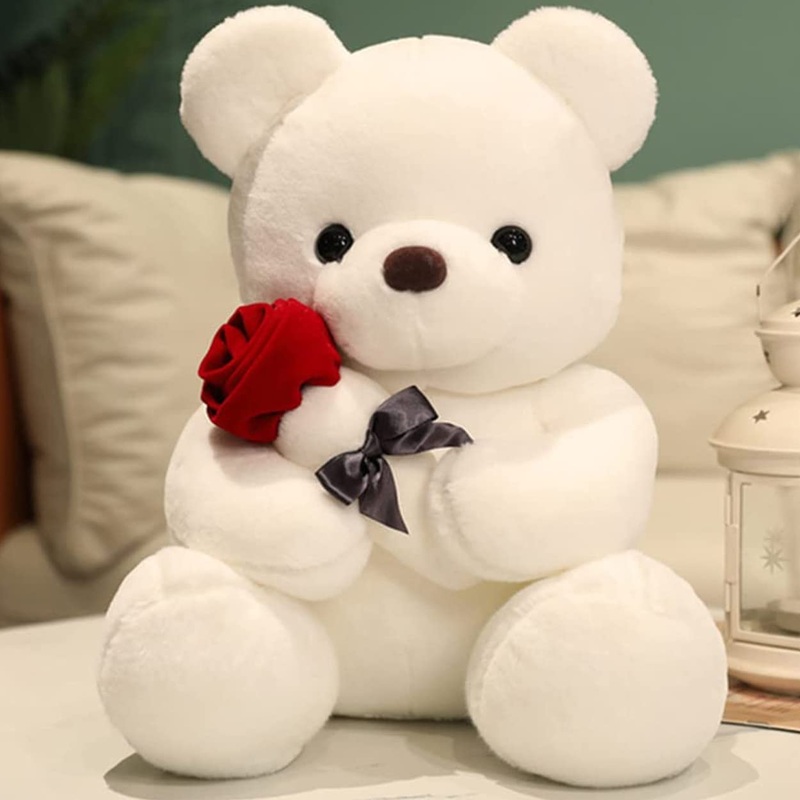 Gailimaiya Teddy Bear Plush Stuffed Animal Valentines Day Teddy Bear With Rose,Sweet Bear Great Gift For Your Loved One,Girlfrie