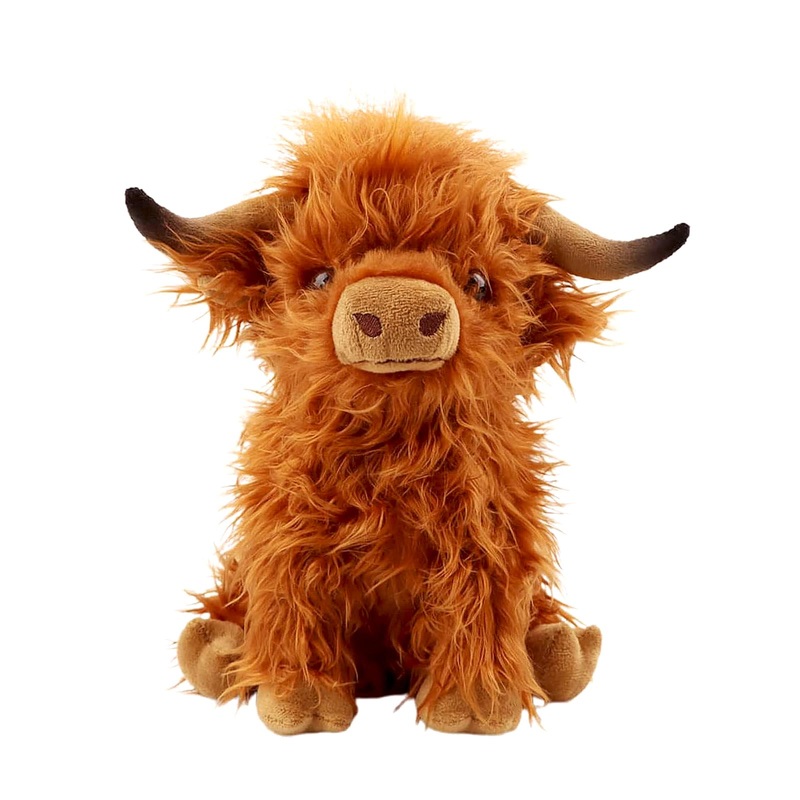 Rivoeis 10.5 Inches Highland Cows Stuffed Animals, Cute Fluffy Cow Plush Figure Toys Realistic Highland Cattle Plush Decor For K