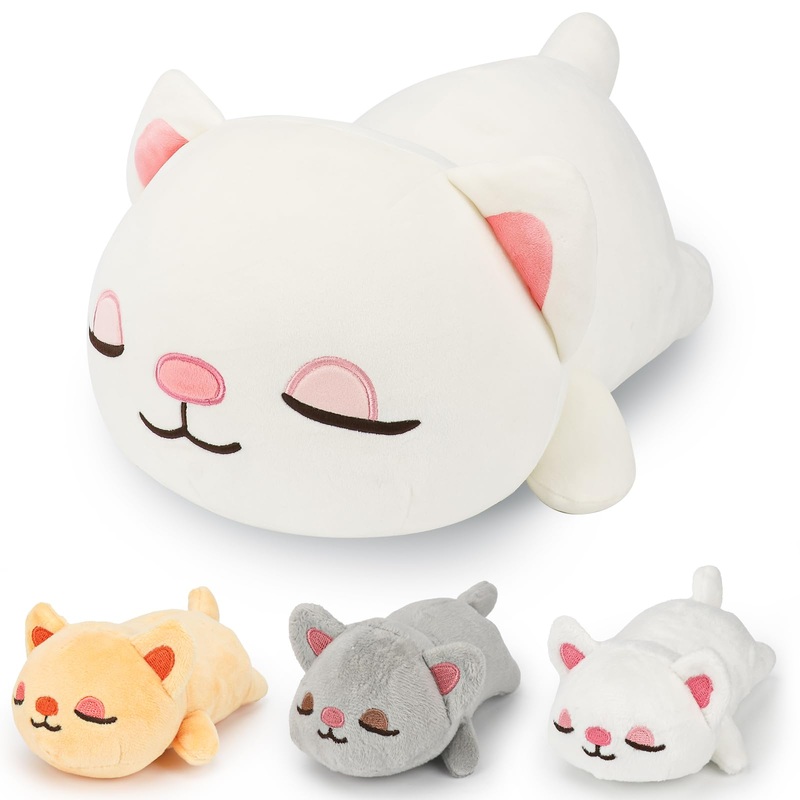 16'' Cat Stuffed Animals Toys For Ages 3 4 5 6 7 8+ Years Old Kids - Mommy Cat With 3 Baby Kitty In Her Tummy, Cute Cat Plush To