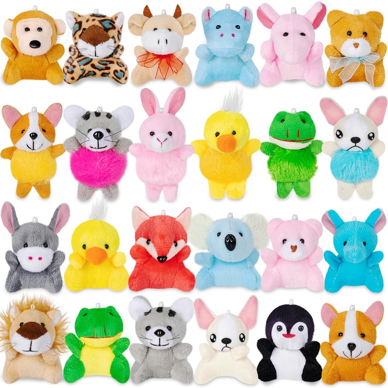 24 Pack Mini Stuffed Animals Bulk Party Favors For Kids Treasure Box Toys Classroom Plush Toys Claw Machine Key Chains Carnival