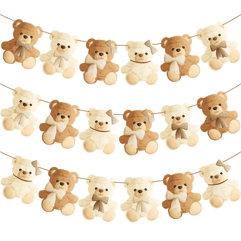 2Pcs Teddy Bear Baby Shower Banner We Can Bearly Wait Baby Shower Decorations Teddy Bear Theme Garland Decorations For Teddy Bea