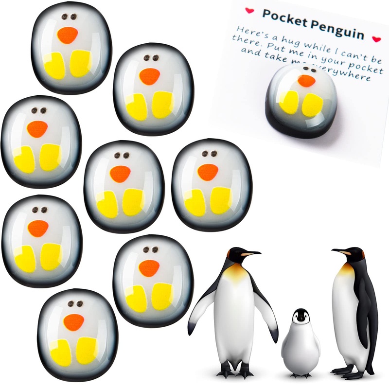 8 Pcs A Little Pocket Penguin Hug, Mini Cute Penguin Pocket Hug Penguin Animal Decoration Stress Relief Toy Special Encourage Bi