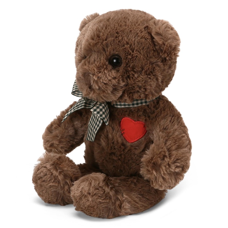 Riuhot Small Teddy Bear With Heart Cute Brown Teddy Bear Stuffed Animal Soft Stuffed Bear Plush Bear Plushie Toys Gifts For Girl