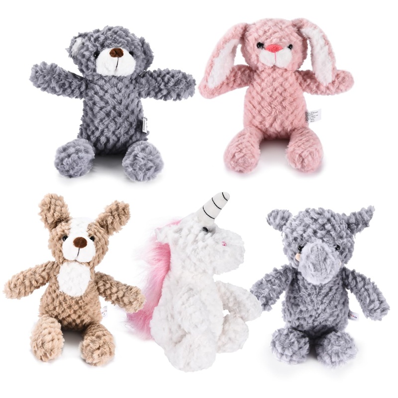 Snug A Babies 5 Set Animals And Teddy Bears - Plush Toys Bulk - Stuffed Animals For Kids - Baby Shower Small Bear Animal Assortm