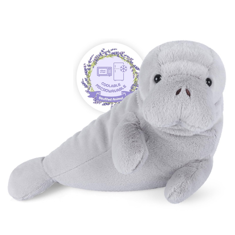 Suzzipals Coolable And Warmable Manatee Plush, Microwavable Stuffed Animal Heating Pad For Period Cramps And Pain Relief, Lavend