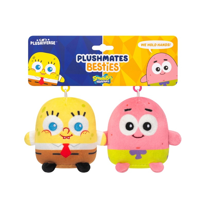 Teeturtle Spongebob Squarepants And Patrick Star Plushmates Besties Keychain Set - Officially Licensed Novelty Clip-On Plush Wit